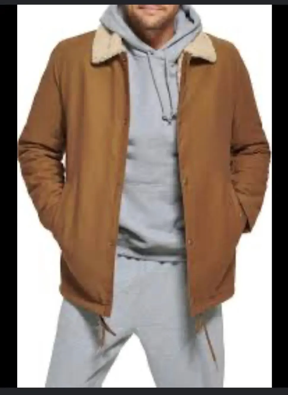 Calvin Klein Men’s Sherpa Lined Khaki Jacket Large Cinch Hem